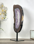 Agate Slice Portal with Amethyst Center on Stand – Home Decor Crystal - MWS2670