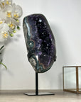 Large Deep Purple Amethyst Geode on Metal Stand – Statement Crystal for Home Décor - MWS2537