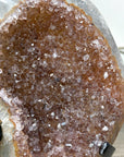 Caramel Tone Quartz Geode on Metal Stand – Natural Crystal Statement Piece from Uruguay - MWS2418