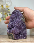 Beautiful Amethyst Cathedral with Stalactite Formations and Agate Shell - CBP1091