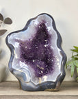 XXL Blue Agate & Amethyst Geode Free Form Statement Piece from Uruguay - CBP1440