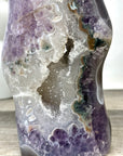 Uruguayan Blue Banded Agate with Quartz Crystals Statement Piece - CBP1402