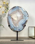 Agate Slice with Blue Banding - Home Decor Display Specimen - MWS2658