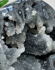 Unique Large Quartz Geode with Blue agate Shell full of Stalactites - CBP1074