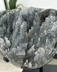 Rare Gray Quartz Druzy Cluster on Metal Stand - MWS2769