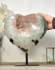 Huge Natural Quartz Druzy Stone Heart Carving - HST0322