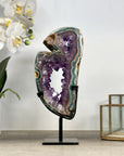 Unique Natural Green Jasper & Amethyst Slice Portal - MWS2244