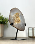 Natural Yellow Quartz Geode with Metallic Stand - MWS2425
