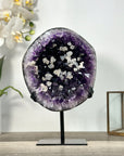 Amethyst Geode with Calcite Crystal Highlights for Home Decor - MWS2682
