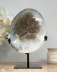 Stunning Large Sugar Druzy Quartz Geode, Metallic Stand Included - MWS1421