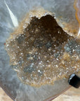 Quartz, Agate & Yellow Druzy Geode, Metal Stand Included - MWS1511