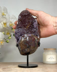 Stunning Quartz, Agate & Jasper Geode with Metal Stand – Elegant Display Piece for Home or Office Decor - MWS1516