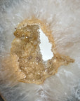 Unique Natural Yellow Quartz Sugar Druzy Geode Slice Portal - MWS1941