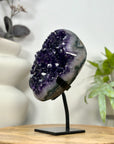 AAA Grade Amethyst Crystal Geode on Metal Stand - MWS3055