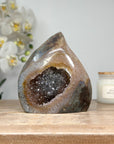 Natural Quartz Flame Carving Geode - FST0150