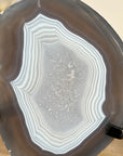 Uruguayan Blue Banded Agate Polished Slice with metal Stand - MWS2000