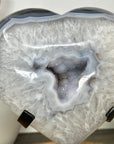 Blue Agate & Quartz Druzy Stone Heart from Uruguay - HST0357