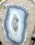 Stunning Blue Agate & Quartz Slice - Stand Included