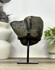 Unique Natural Black Amethyst Geode on Metal Stand - MWS3387