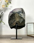 Uruguayan Amethyst Geode With Large Crystals & Black Hematite – Deep Purple Premium Display Piece for Elegant Home Decor - MWS2524