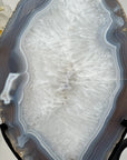 Large Natural Agate & Quartz Slice with Metallic Stand - MWS1267