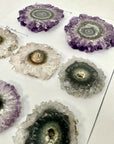 Genuine Amethys, Quartz & Agate Stalactite Slices Flat - Perfect for Crafting Unique Jewelry - STS0080