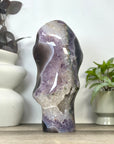 Uruguayan Blue Banded Agate with Quartz Crystals Statement Piece - CBP1402
