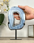 Natural Blue Banded Agate Portal with Metallic Stand - MWS2916