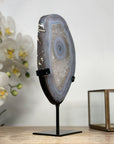 Banded Blue Agate Slice from Uruguay – Polished Stone Display for Healing Decor - MWS2006
