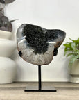 Unique Natural Black Amethyst Geode on Metal Stand - MWS3387