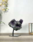 Deep Purple Amethyst Geode on Metal Stand With Green Jasper Shell - MWS2720