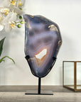 Agate Slice with Druzy Center - Blue Banding for Home Decor Display - MWS2655