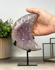 Stunning Natural Amethyst Moon Carving with Metal Stand - MWS2156