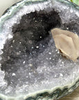 Natural Quartz & Green Jasper Stone Geode with Calcite Formation - STGE0031