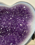 Natural Blue Banded Agate & Amethyst Stone Heart - HST0321