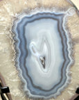 Stunning Blue Agate & Quartz Slice - Stand Included