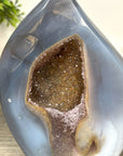 Blue Agate & Quartz Druzy Stone Flame Carving - FST0161