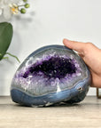 Amethyst & Blue Banded Agate Polished Stone Geode from Uruguay - STGE0022