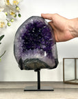 Natural Large Amethyst Geode with Shinny Crystals on Metal Stand - MWS2797