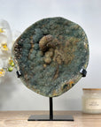 Unique Large Green Sugar Druzy Mineral Specimen with Metallic Stand - MWS1493