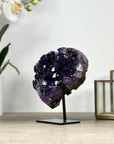 Natural Amethyst Crystal Heart, Metal Stand Included - HST0314