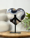 Blue Agate & Quartz Druzy Stone Heart from Uruguay - HST0357