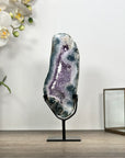 Natural Agate & Amethyst Stone Slice Portal on Stand - MWS3009