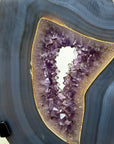 Large Blue Agate & Amethyst Geode Slice, Stand Included - MWS1955