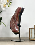 Unique Natural Red Amethyst Moon Carving on Stand - MWS2367