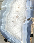 XXL Natural Blue Banded Agate & Quartz Stone Slice on Stand - MWS3043