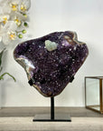 Deep Purple Amethyst on Metal Stand with Calcite - MWS2710