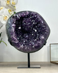 Natural Amethyst Geode with Large Crystals on Metal Stand - MWS2458