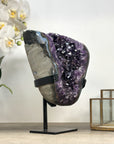 Beautiful Amethyst Geode with Blue Agate Shell - Custom made Metal Stand Included