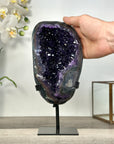 Amethyst & Agate Geode Crystal Cluster with Dark Purple Crystals - MWS2699